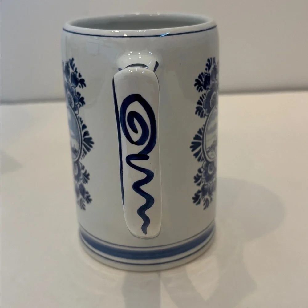 Vintage Heineken Blue Delft's Hand Painted Mug Made in Holland Beer Stein‎